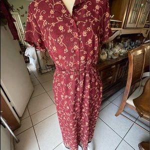 Emma E James Vintage  Button Maxi Wine Dress Sz 8